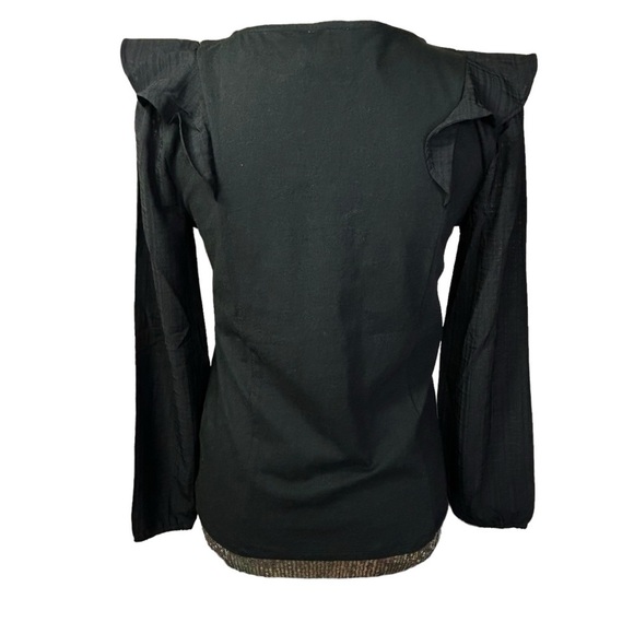 Brand New J. Crew Ruffle-Shoulder Top with Plaid Jacquard Sleeves Pullover XS - Picture 5 of 6